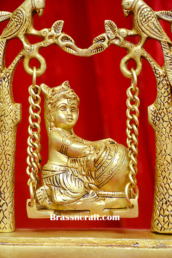Brass Matki Krishna Palna Idol