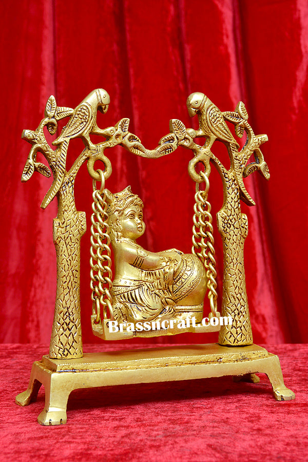 Brass Matki Krishna Palna Idol