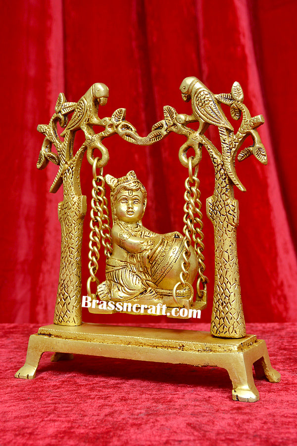 Brass Matki Krishna Palna Idol