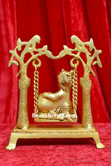 Brass Matki Krishna Palna Idol