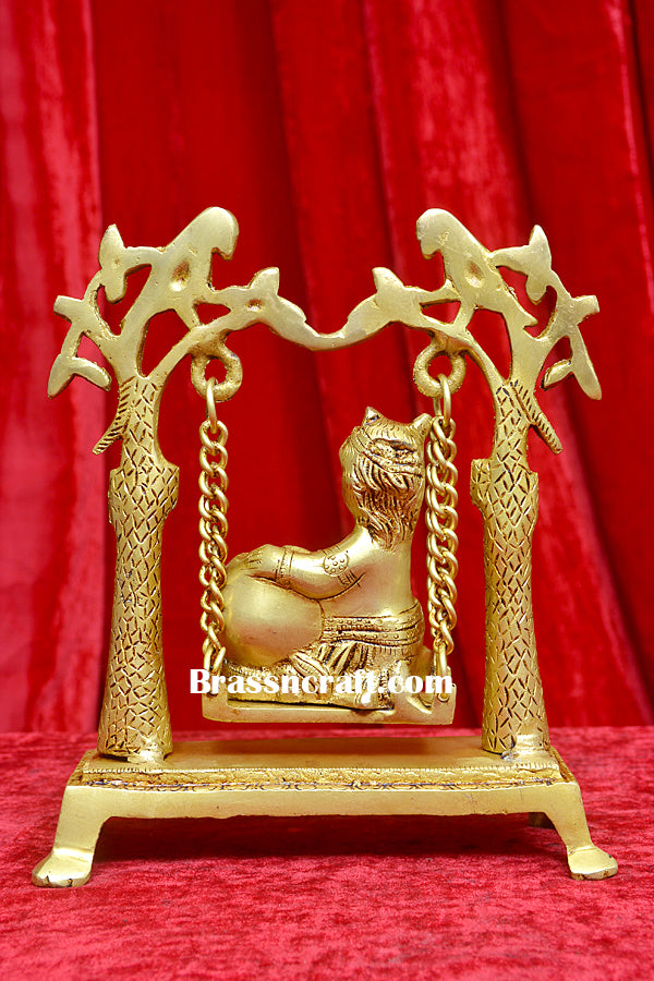 Brass Matki Krishna Palna Idol