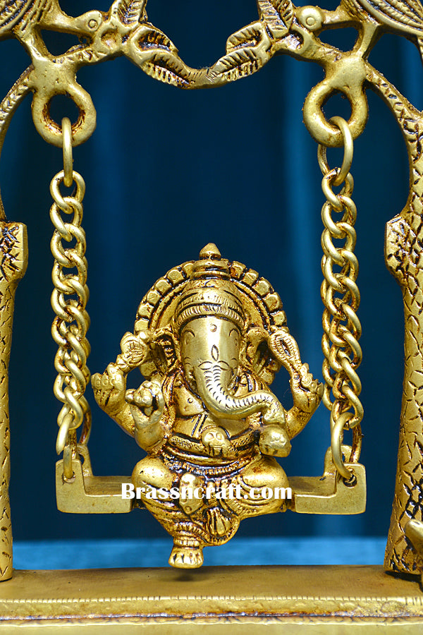 Brass Ganesh Parrot Palna