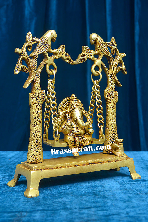 Brass Ganesh Parrot Palna