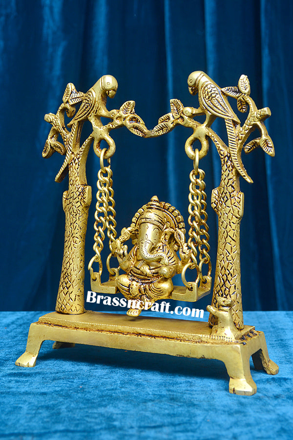 Brass Ganesh Parrot Palna