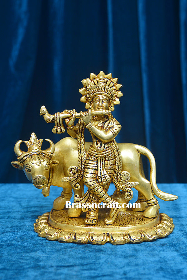 Brass Cow Krishna