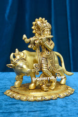 Brass Cow Krishna