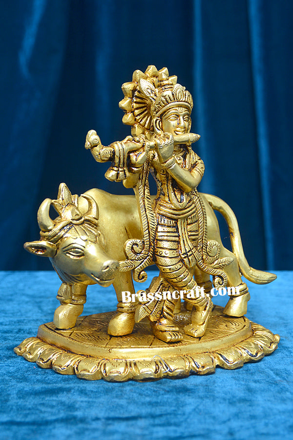 Brass Cow Krishna
