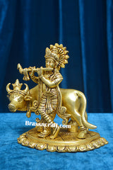 Brass Cow Krishna
