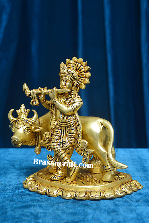 Brass Cow Krishna