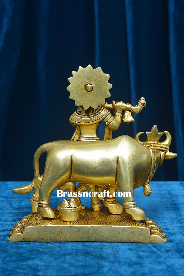 Brass Cow Krishna