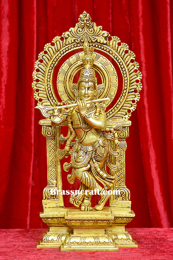 Brass Krishna with Prabhavali