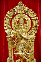 Brass Krishna with Prabhavali
