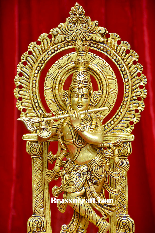 Brass Krishna with Prabhavali