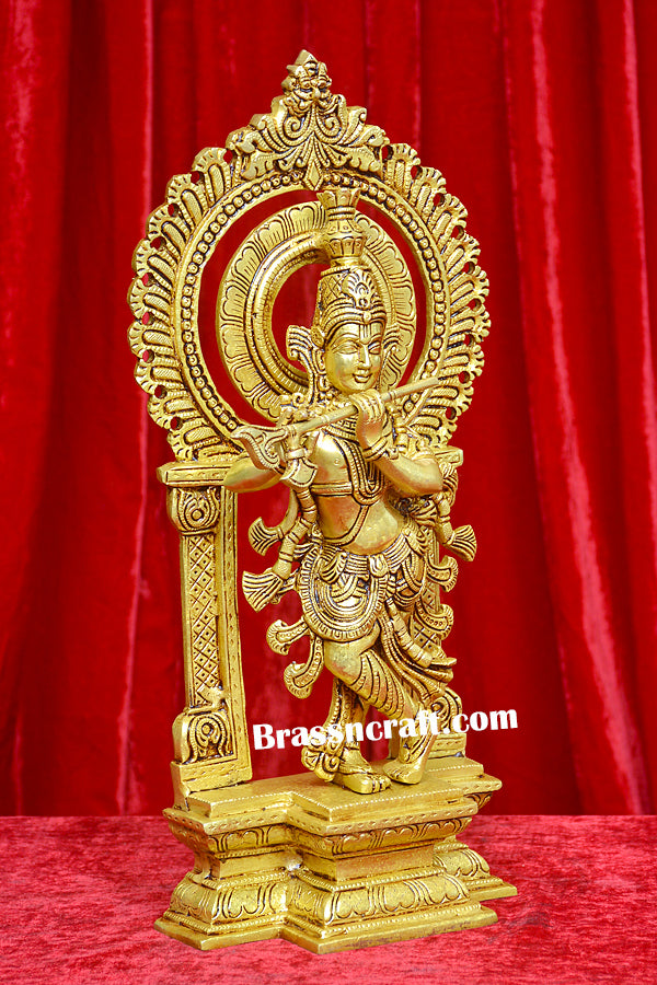 Brass Krishna with Prabhavali