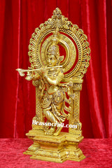 Brass Krishna with Prabhavali
