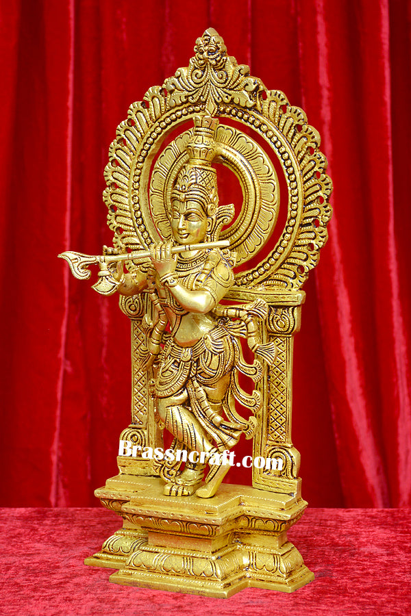 Brass Krishna with Prabhavali