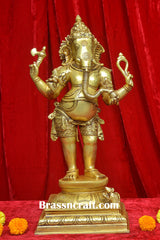 Brass Standing Ganesh Idol