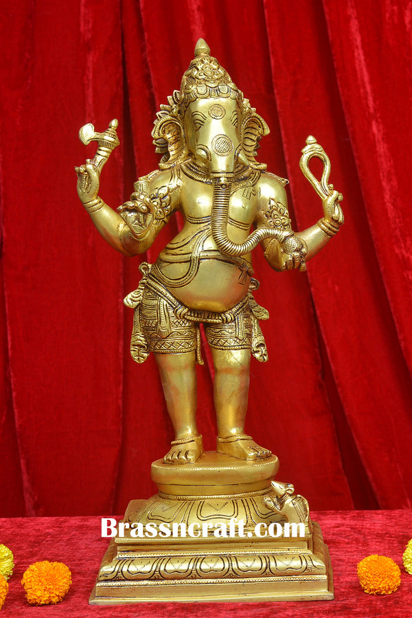 Brass Standing Ganesh Idol