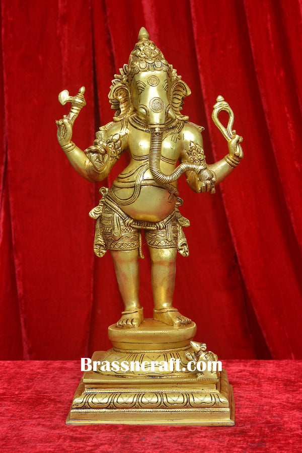 Brass Standing Ganesh Idol