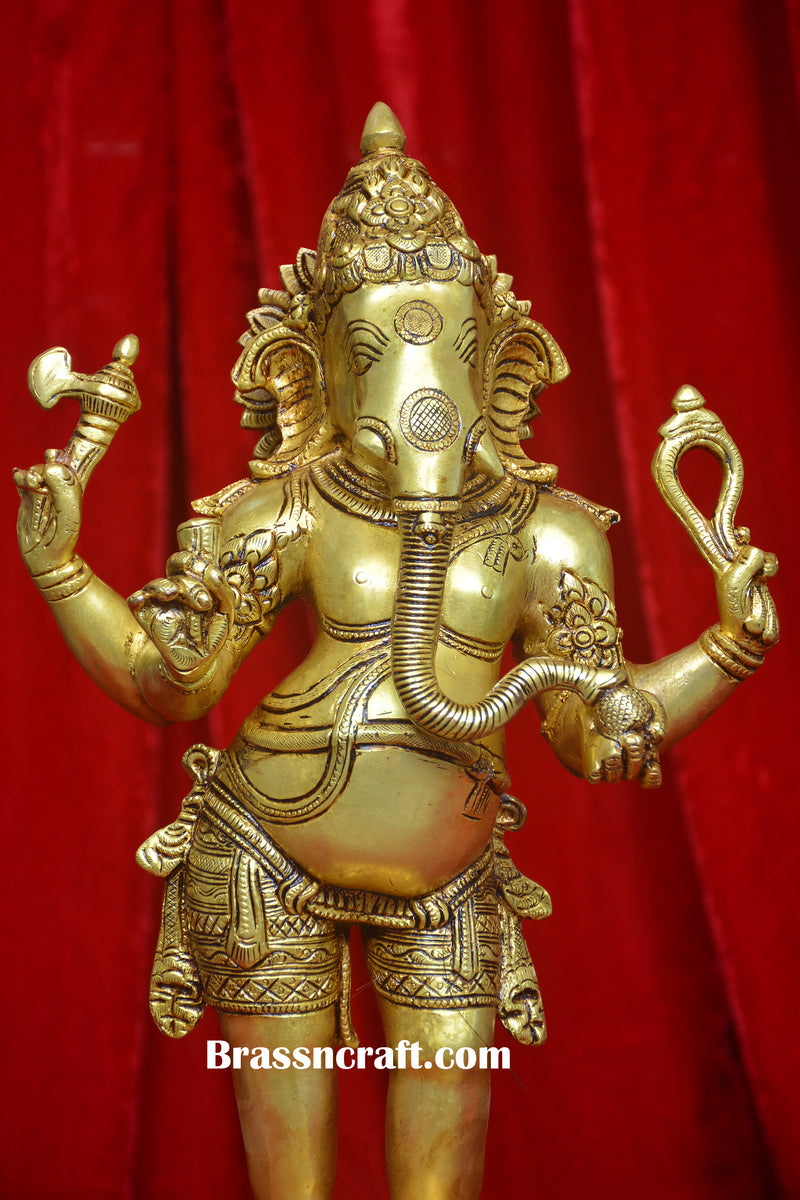 Brass Standing Ganesh Idol
