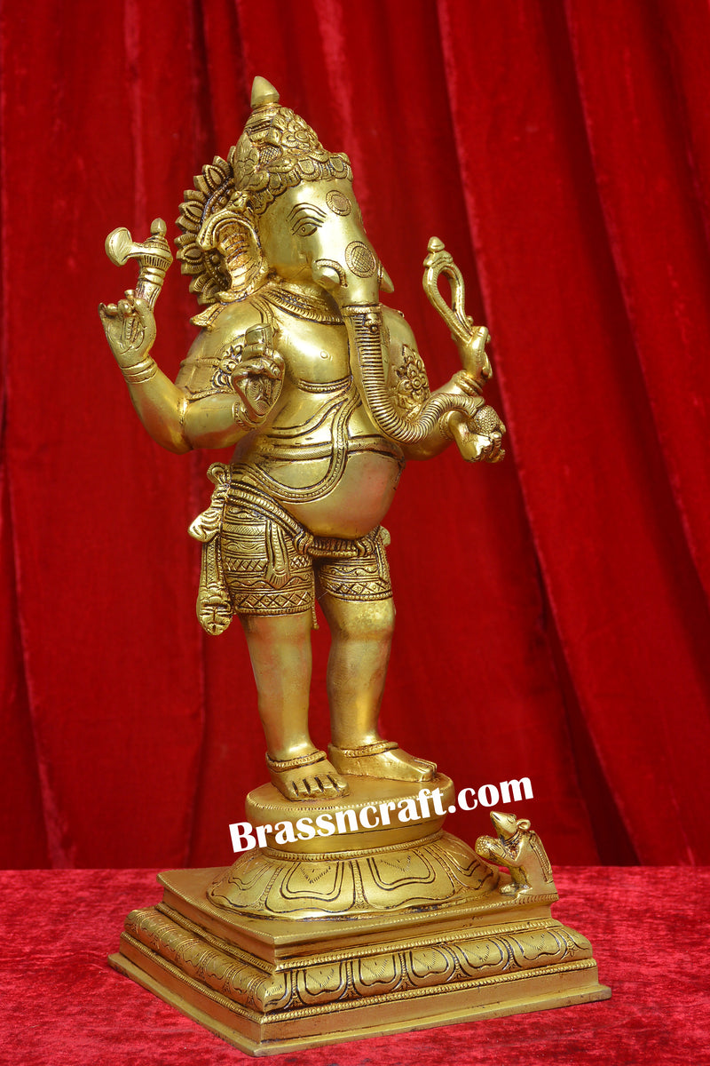 Brass Standing Ganesh Idol