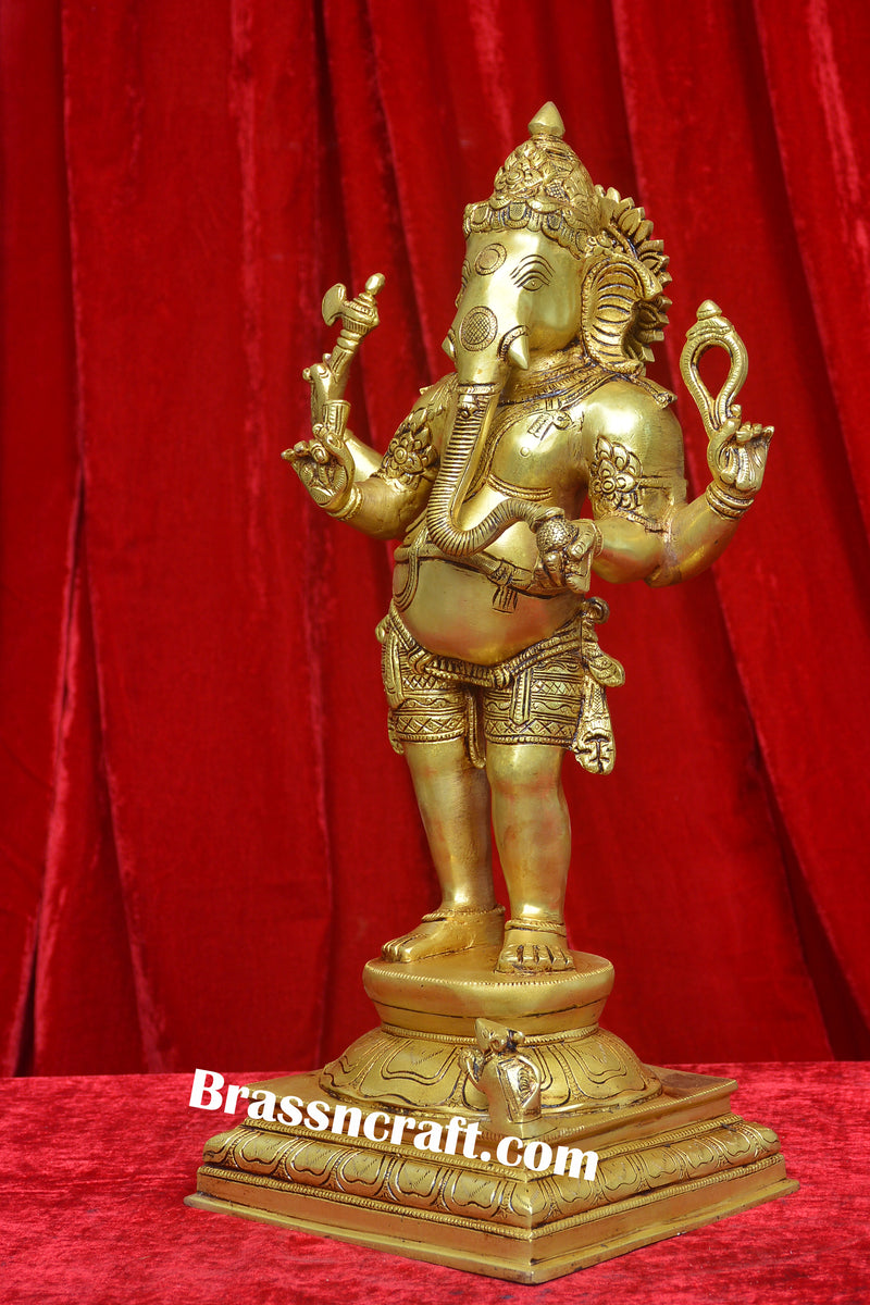 Brass Standing Ganesh Idol
