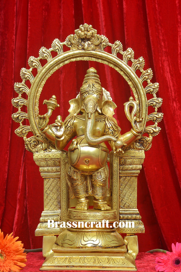 Brass Frame Standing Ganesh Idol