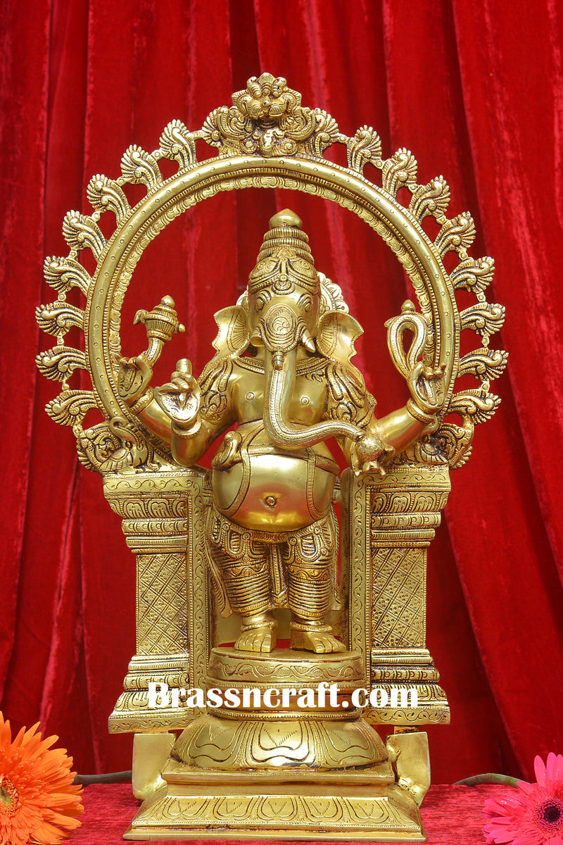 Brass Frame Standing Ganesh Idol