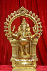 Brass Frame Standing Ganesh Idol
