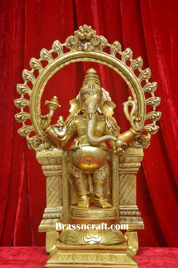 Brass Frame Standing Ganesh Idol