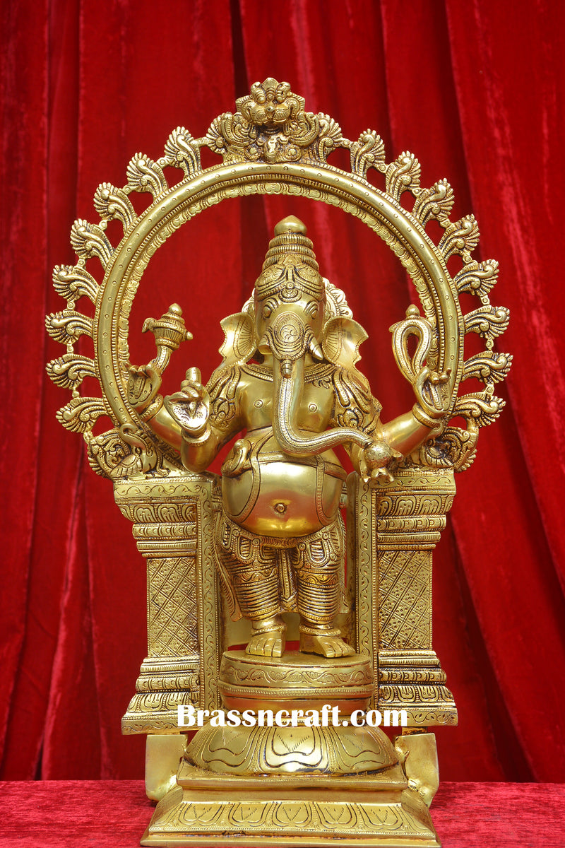 Brass Frame Standing Ganesh Idol