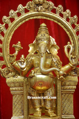 Brass Frame Standing Ganesh Idol