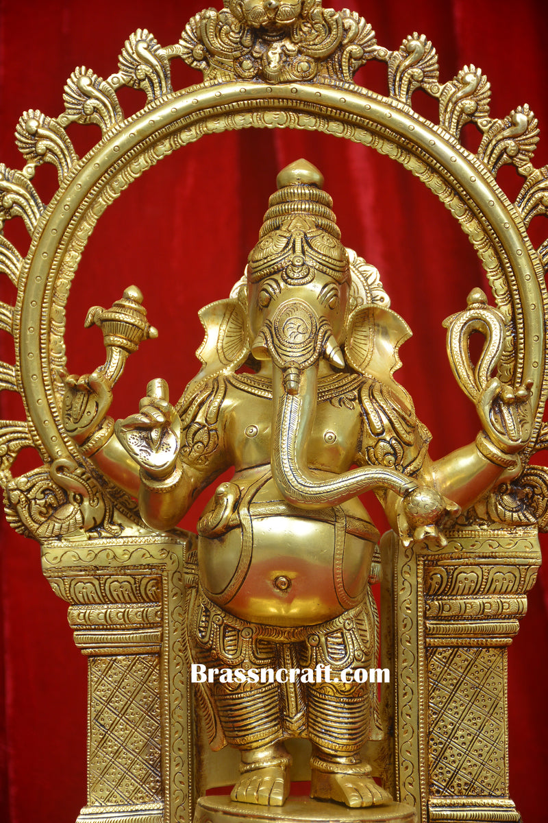 Brass Frame Standing Ganesh Idol