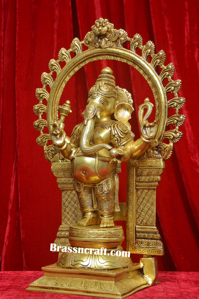 Brass Frame Standing Ganesh Idol