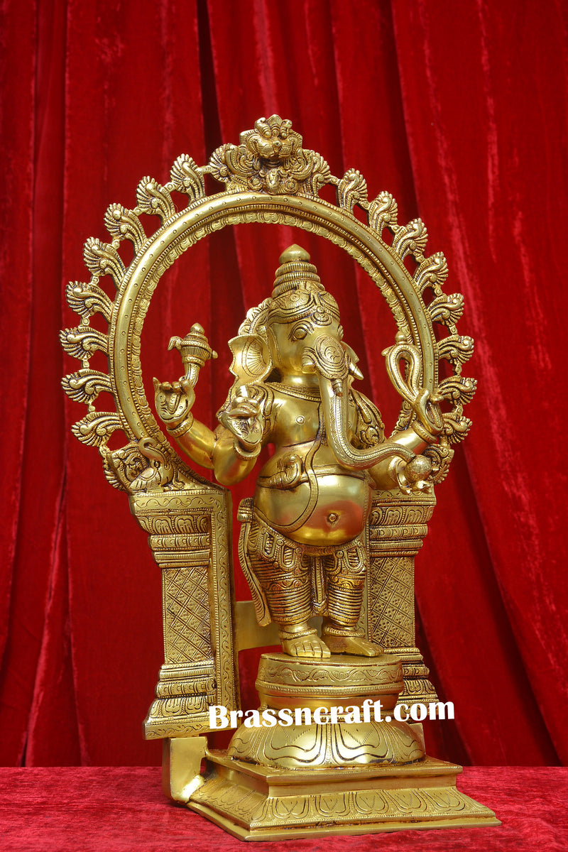 Brass Frame Standing Ganesh Idol