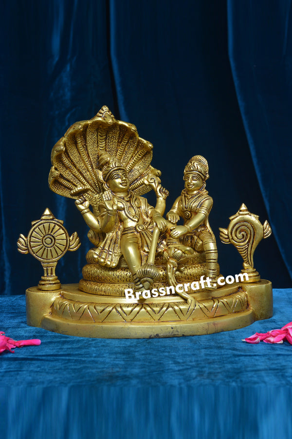 Brass Vishnu Laxmi on Sheshnag