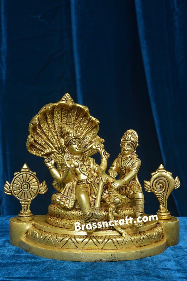 Brass Vishnu Laxmi on Sheshnag