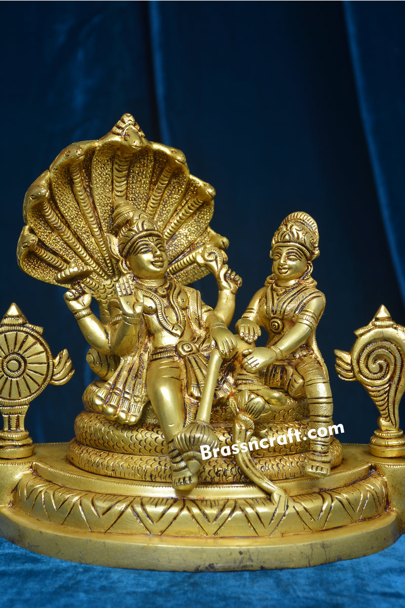 Brass Vishnu Laxmi on Sheshnag