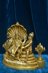 Brass Vishnu Laxmi on Sheshnag