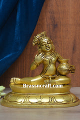 Brass Sitting Matki Krishna (Makhan Chor)