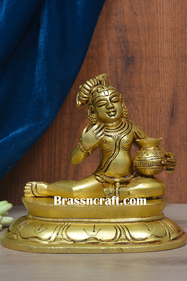 Brass Sitting Matki Krishna (Makhan Chor)