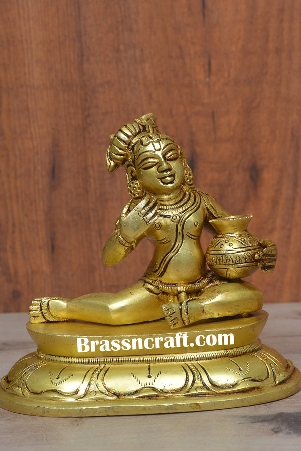 Brass Sitting Matki Krishna (Makhan Chor)