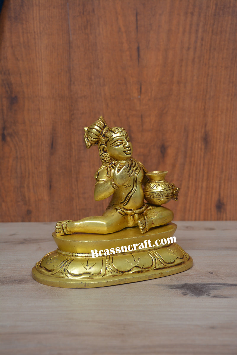 Brass Sitting Matki Krishna (Makhan Chor)