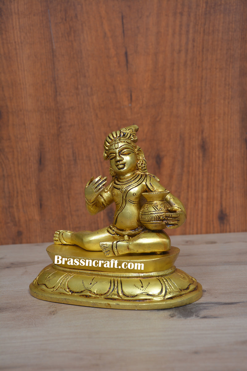 Brass Sitting Matki Krishna (Makhan Chor)