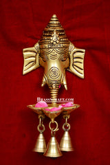Hanging Ganesh face 3 Deepak With Bells