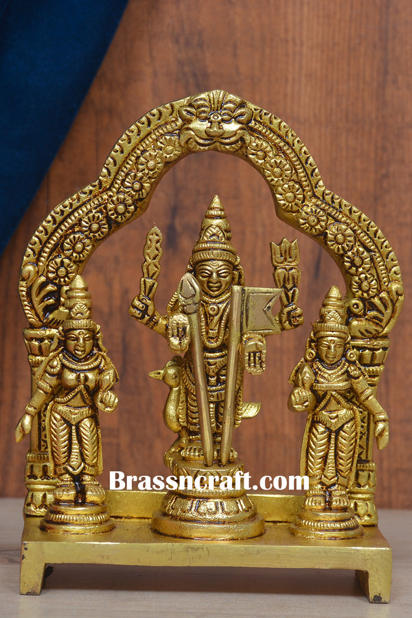 Murugan Statue with Valli and Deivanai