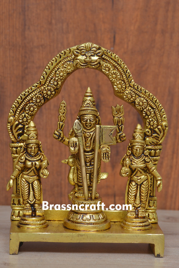 Murugan Statue with Valli and Deivanai