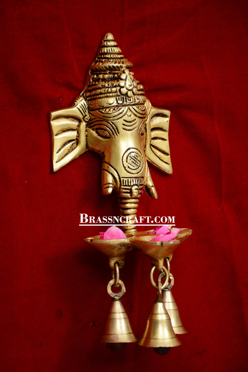 Hanging Ganesh face 3 Deepak With Bells