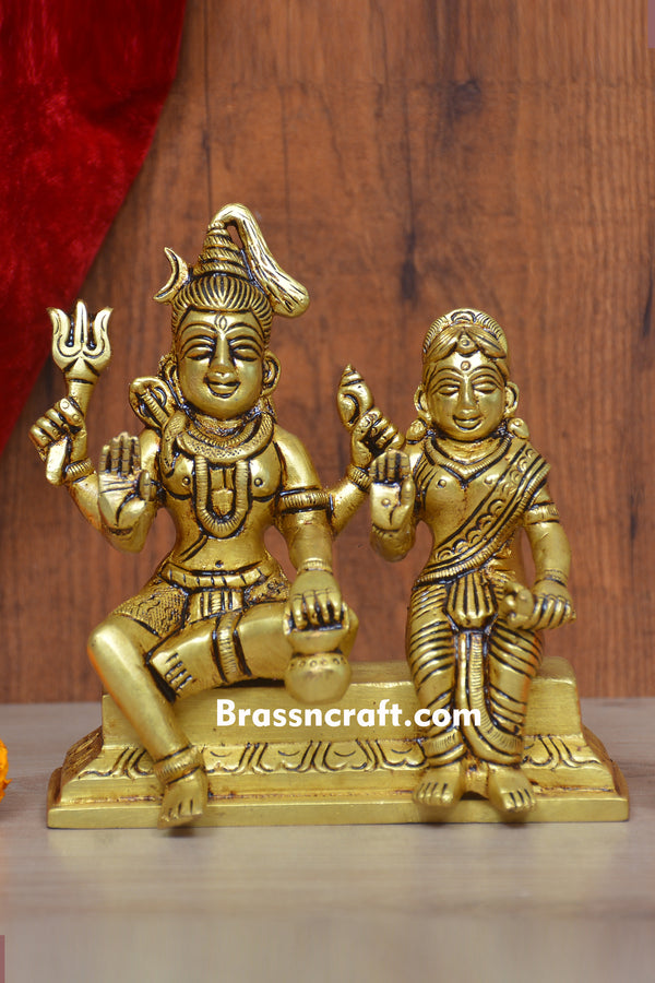 Brass Shiva and Parvati Idol