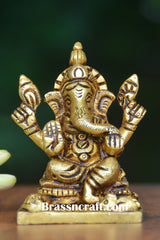 Sitting Brass Ganesh Idol